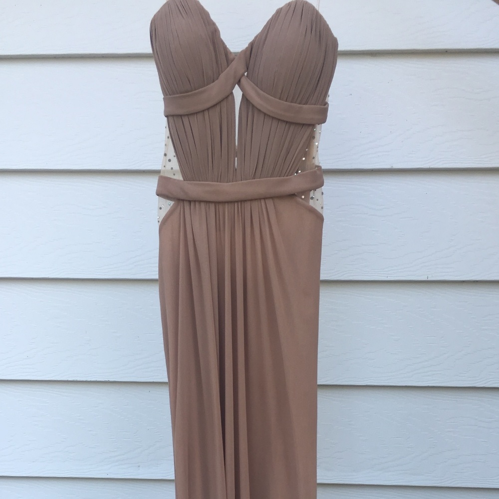 Strapless long prom dress, unique open back